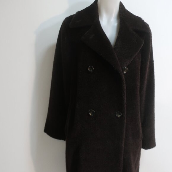 Womens Max Mara Dark Chocolate Brown Alpaca Wool Double Breasted Coat 4 - Picture 7 of 16
